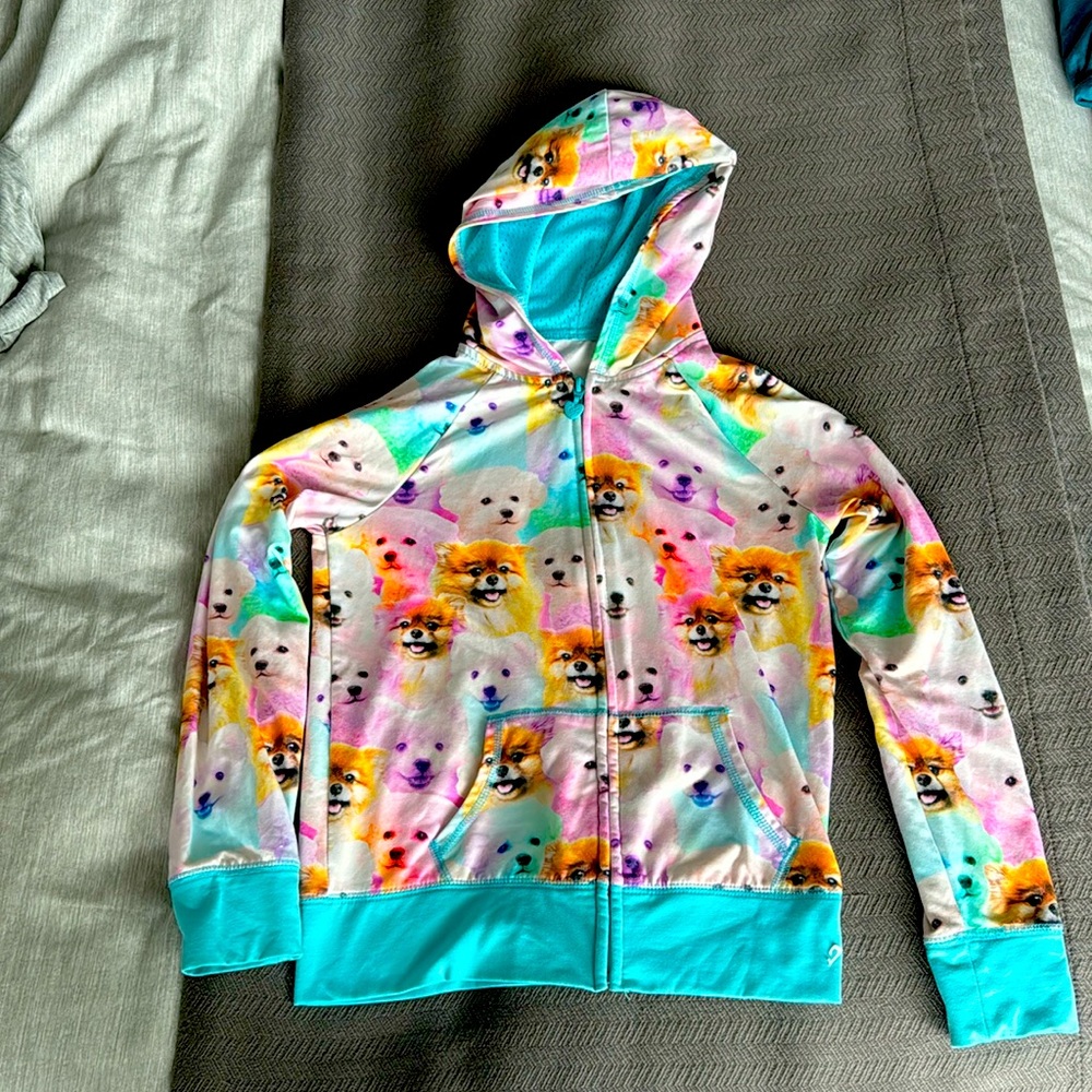 Justice Size 8 Girls Puppy Dog Hoodie Jacket GUC